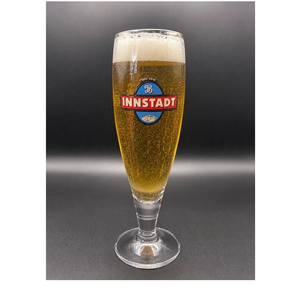 Vintage Innstadt German Beer Pilsner Glass eith silver trim